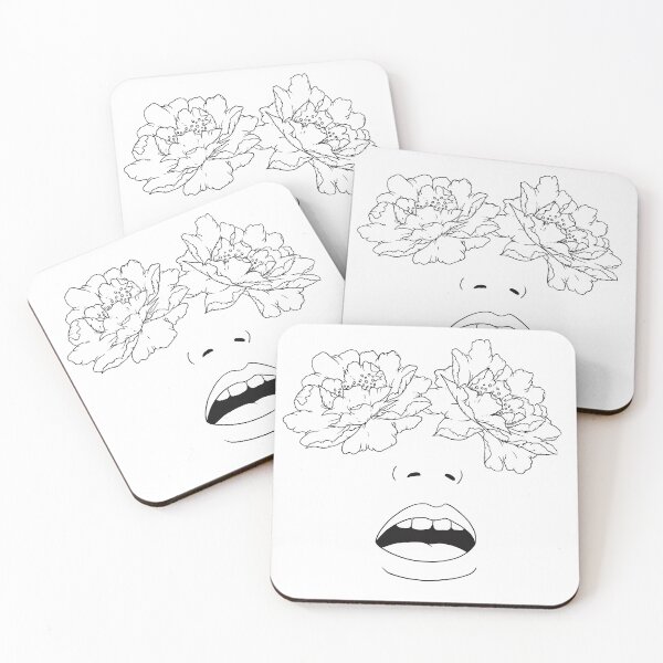Item preview, Flower face peony flower eyes line art designed and sold by Elixerdesign.