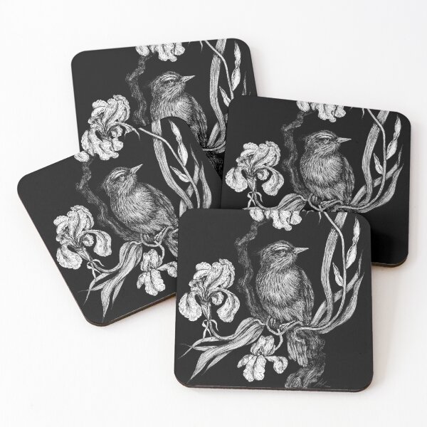 Item preview, Cute bird and iris flowers plant designed and sold by Susanne Margarete Lutz.