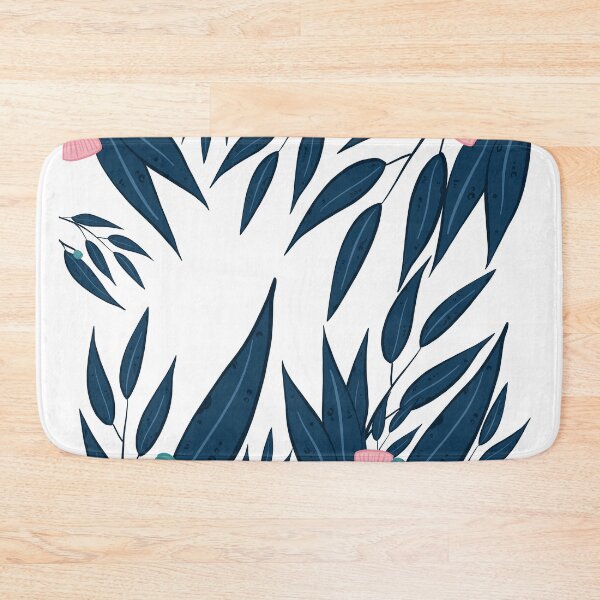 Item preview, Blue gum leaves with pink flowers designed and sold by Yellowsprint.