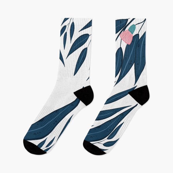 Item preview, Blue gum leaves with pink flowers designed and sold by Yellowsprint.
