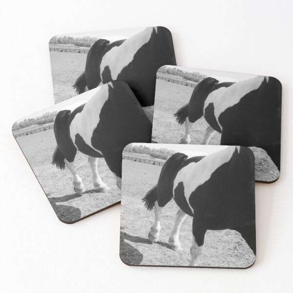 Item preview, A Painted Journey - Black and White Horse Clydesdale Photography Fine Art Print designed and sold by tinaschofield.