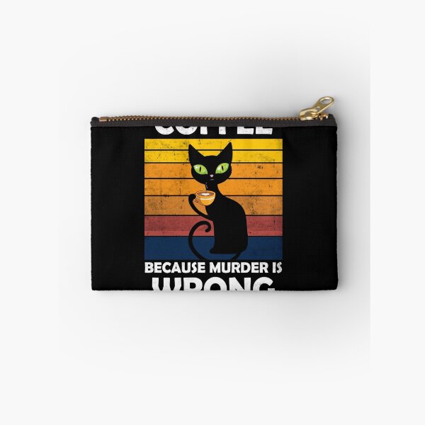 Item preview, Cat & coffee saying Coffee Because Murder Is Wrong designed and sold by Lenny Stahl.