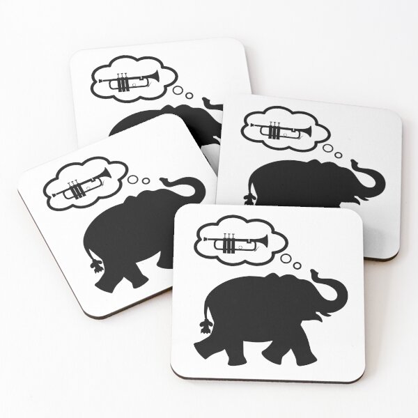 Item preview, Elephant thinking about trumpet silhouette designed and sold by portrait4you.