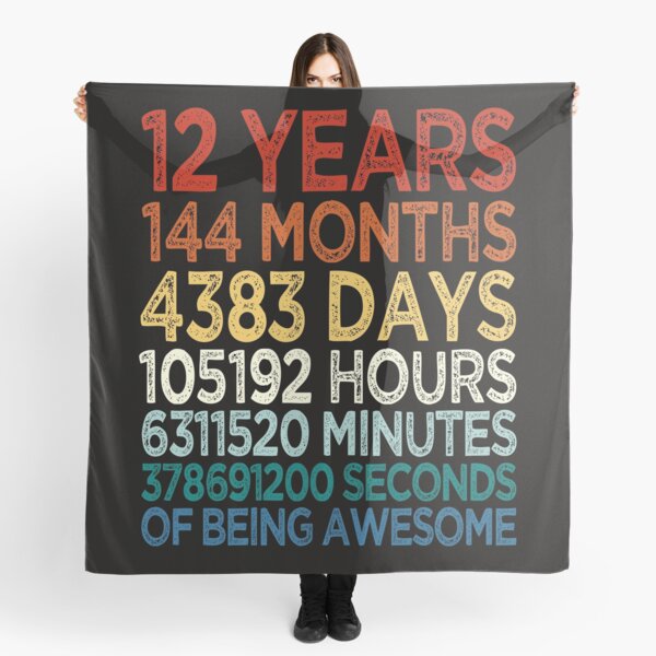 12 Years Old Birthday, 12th Birthday, Twelve Years of Being Awesome, Youth Funny Vintage Shirt Scarf