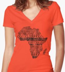 Patterned Map of Africa Women's Fitted V-Neck T-Shirt