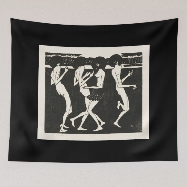 Item preview, Primitive Naked Dancers, Black and White Vintage Art designed and sold by jlisaksen.