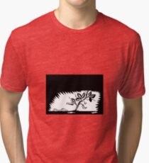 Vine Leaves Morphing Maggots Woodcut Tri-blend T-Shirt