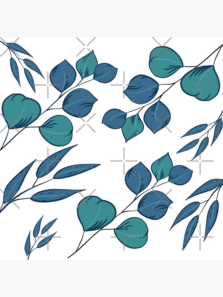 "Blue gum leaves pattern, round and pointy " Poster for Sale by