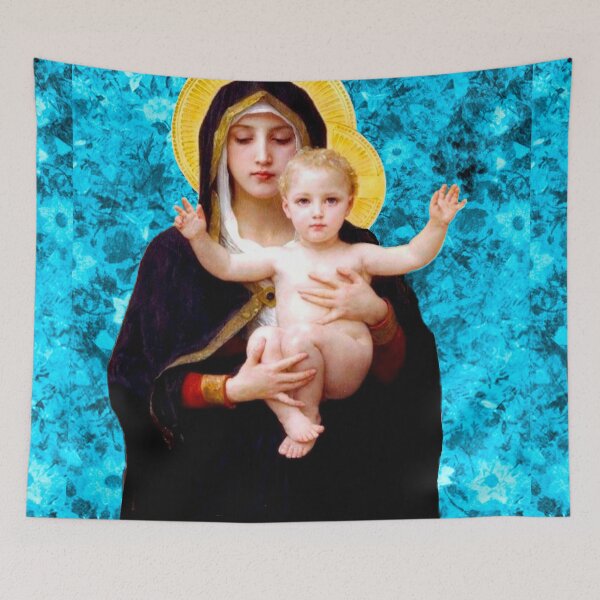 Item preview, Madonna and Child, after Bouguereau | Mother's Day 2021| Vintage  | Blue designed and sold by spinolator.