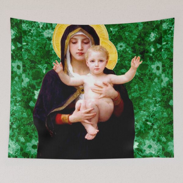 Item preview, Madonna and Child, after Bouguereau | Mother's Day 2021| Vintage  | Green  designed and sold by spinolator.