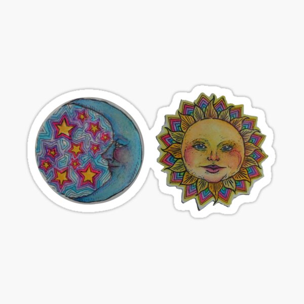 Sun And Moon Sticker For Sale By Amelialundy Redbubble