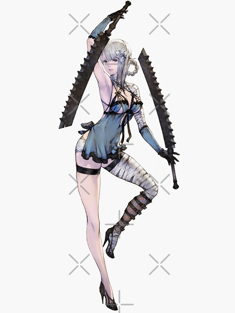 Nier Replicant Kaine Sticker By Dcfunmeme Redbubble   Bg,f8f8f8 Flat,750x,075,f Pad,750x1000,f8f8f8 