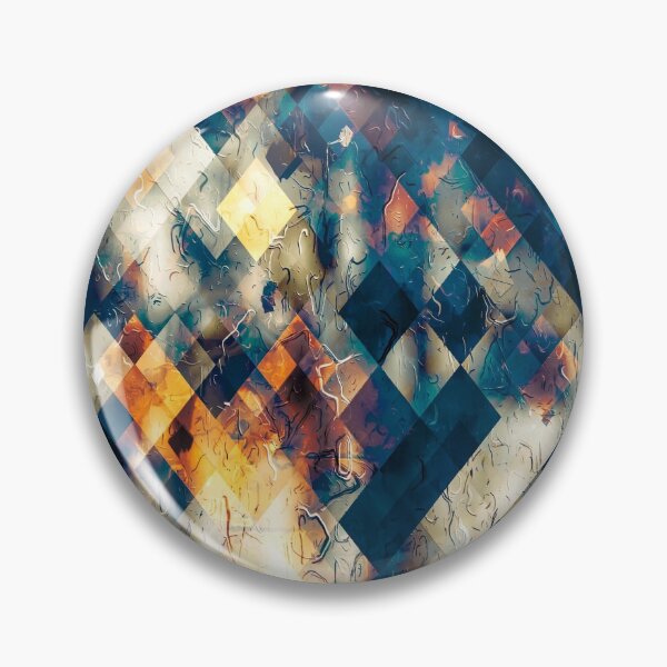 Item preview, geometric square pixel pattern abstract background in blue brown orange designed and sold by Mrvell.