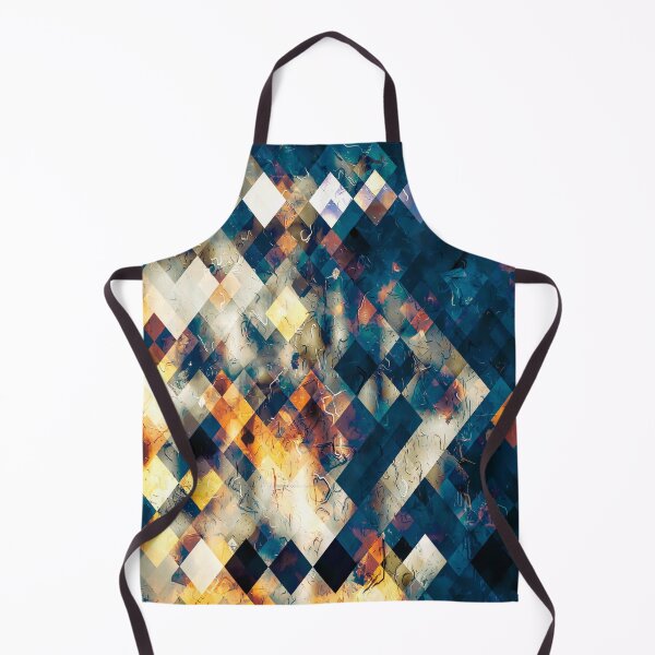 Item preview, geometric square pixel pattern abstract background in blue brown orange designed and sold by Mrvell.