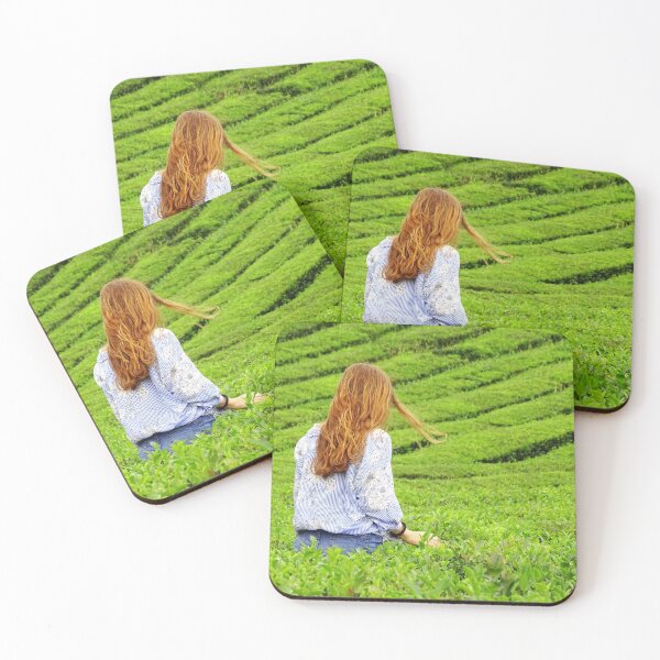 Item preview, Woman walking in tea plantation Gorreana, Sao Miguel island, Azores travel destination. designed and sold by AylaHarbich.