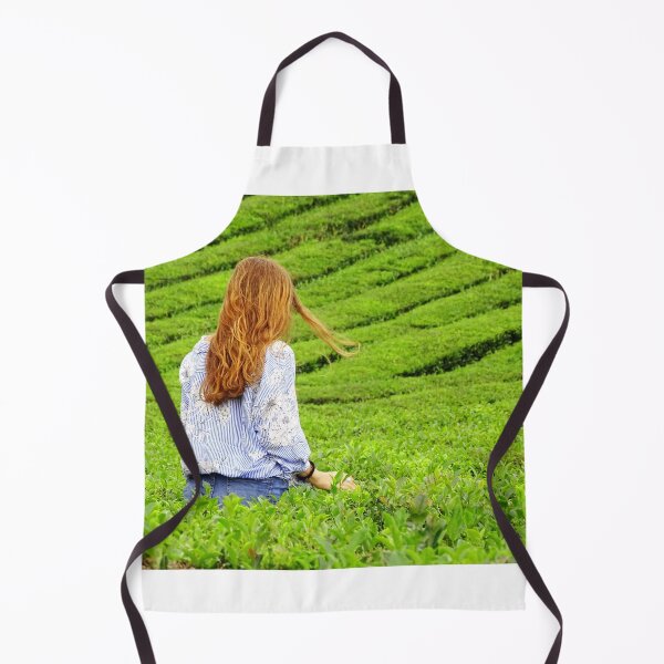 Item preview, Woman walking in tea plantation Gorreana, Sao Miguel island, Azores travel destination. designed and sold by AylaHarbich.