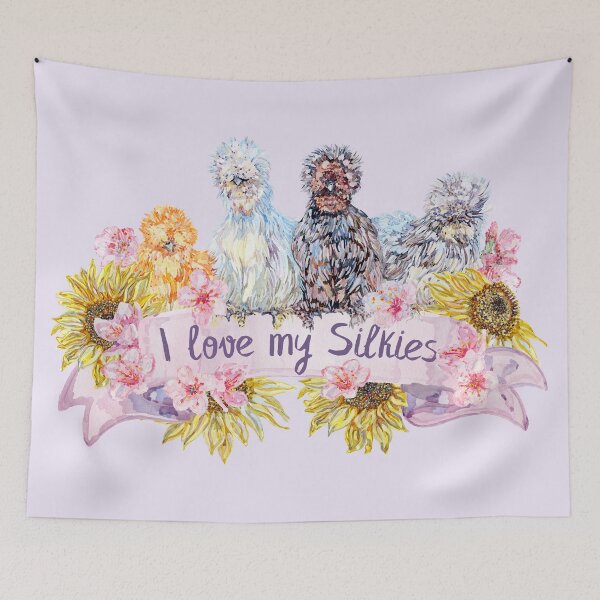 Item preview, Love My Silkie Chickens - Sunflowers and Spring Blossoms designed and sold by becca-boyce.