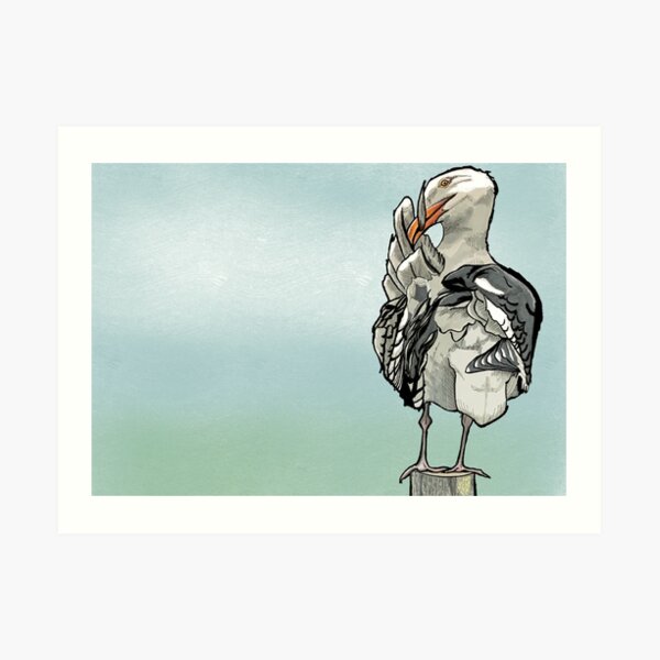 Seagull on the wharf Art Print