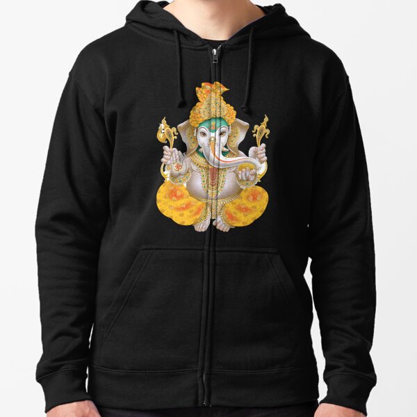 Ganesh. Hindu god inpersonated as an Elephant. Great gift for Bengali New Year and all hindu culture and meditation lovers!  Zipped Hoodie