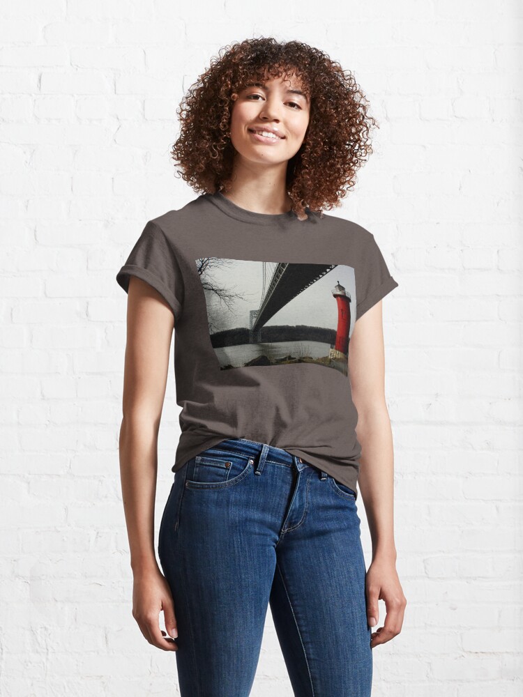 Alternate view of Little Red Lighthouse & George Washington Bridge Classic T-Shirt