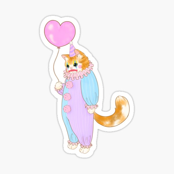 “Sad Clown Cat” Sticker for Sale by thekidsNCopper | Redbubble