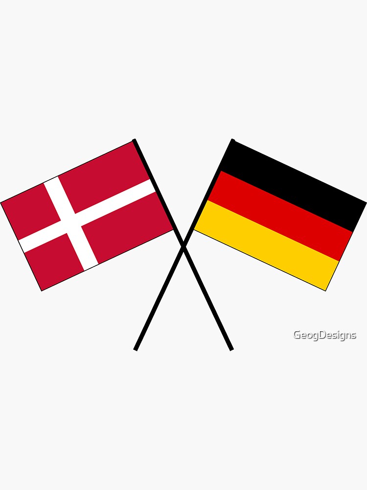 Sticker mit Dänemark Deutschland gekreuzte Fahne Flagge von GeogDesigns