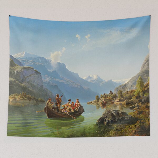 Item preview, Bridal Procession on the Hardangerfjord - Hans Gude, Adolph Tidemand designed and sold by brushandframes.