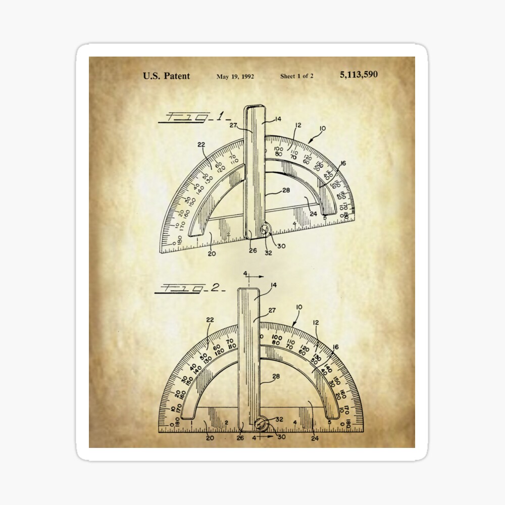 us patent protractor geometry engineering vintage math physics design parchment background poster by nfrey78 redbubble
