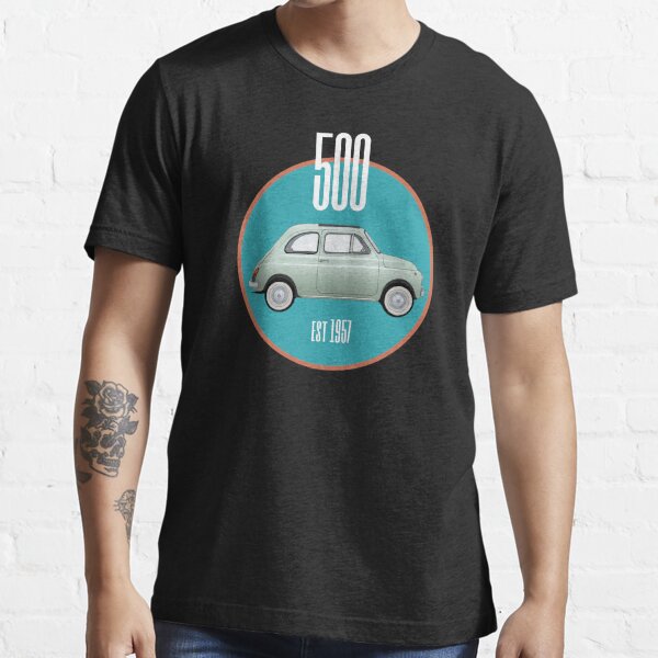 Fiat 500 vintage car design bleu sarcelle T-shirt essentiel