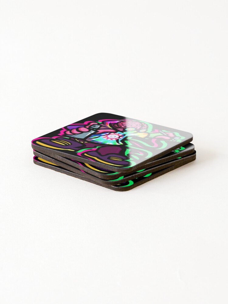 Thumbnail 4 of 5, Coasters (Set of 4), Trippy the Brain designed and sold by JavaWolfDesign.