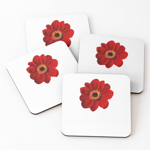Item preview, red water colored anemone designed and sold by Floralsharry.