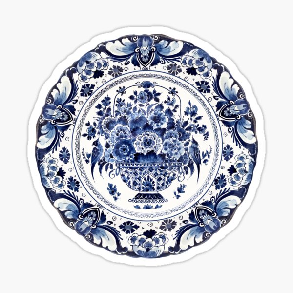 Vista previa del artículo con la obra «Cesta de flores azul real de Delft», diseñado y vendido por Bethany Gustafson.