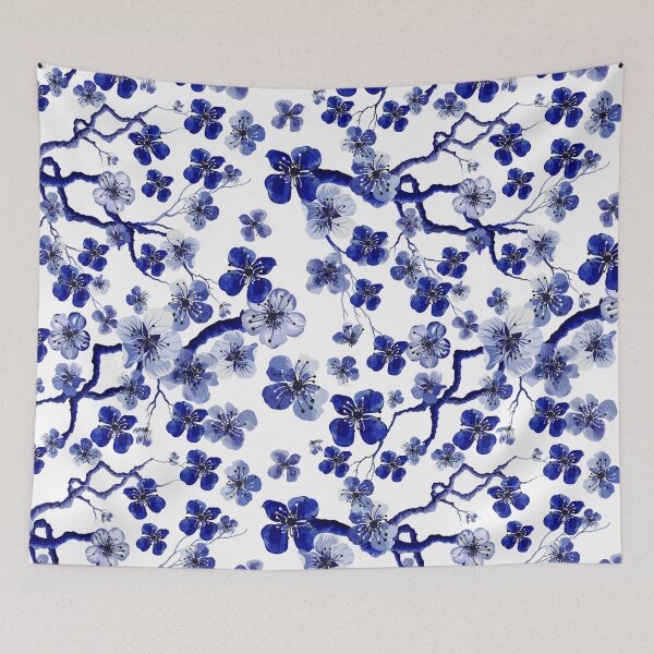 Item preview, Blue Sakura Cherry Blossom Pattern designed and sold by virillanissa.