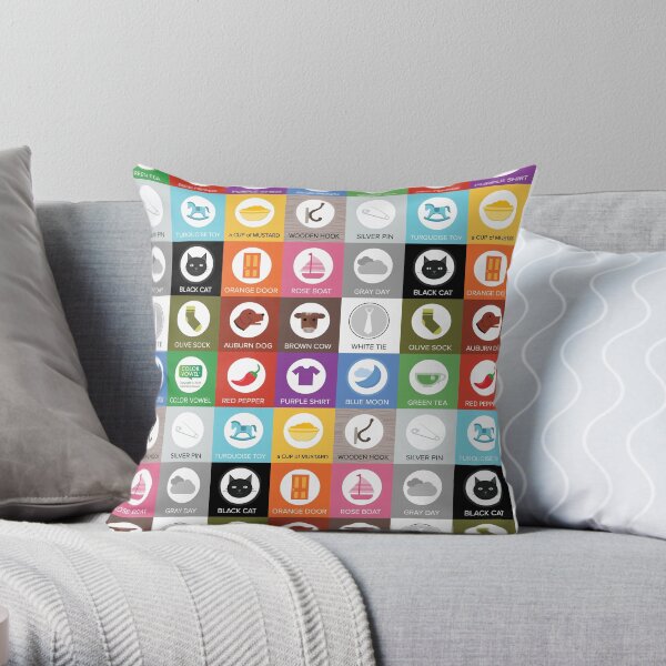 Color Vowel Tiles Throw Pillow