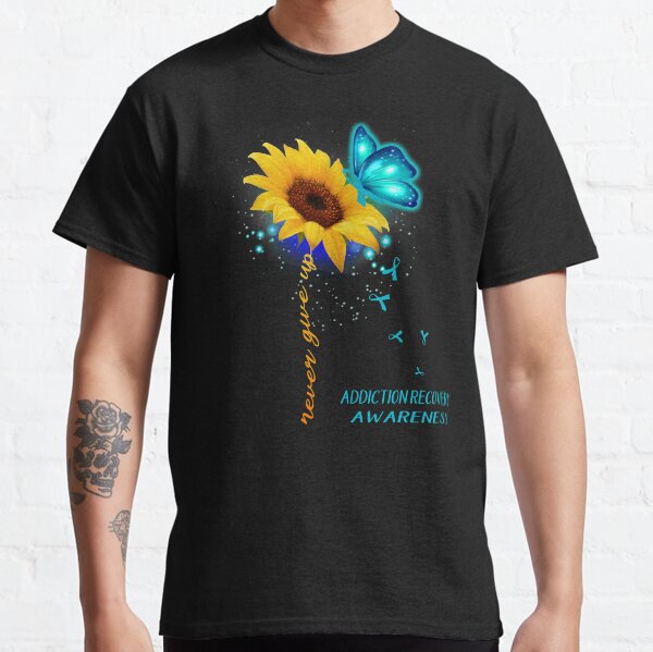 Never Give Up Sunflower Ribbon Addiction Recovery Awareness Classic T-Shirt