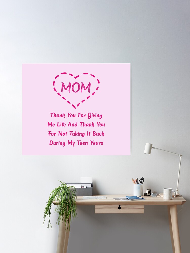 Funny Gifts for Mom Thank You Giving Me Life Mother's Day