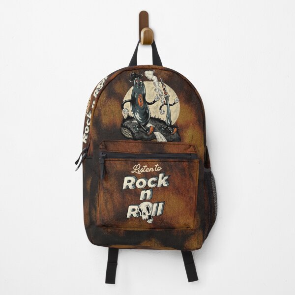 Aperçu de l'œuvre Écoutez du rock n roll | Son stéréo haute fidélité | Stéréolab | Analogique | Masque pour enfants | Sac à dos tie-dye | Conception de style de dessin animé ancien créée et vendue par Any Color Designs.