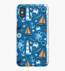 Bright Blue and Orange Nautical Ocean iPhone Case