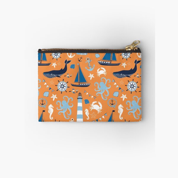 Item preview, Orange and Blue Nautical Ocean designed and sold by peacockcards.