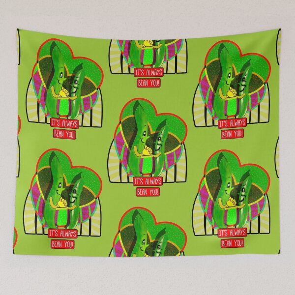 Item preview, It’s always bean you. Anthropomorphic green beans. Vintage Inspired collage. designed and sold by CirqueBizerk.