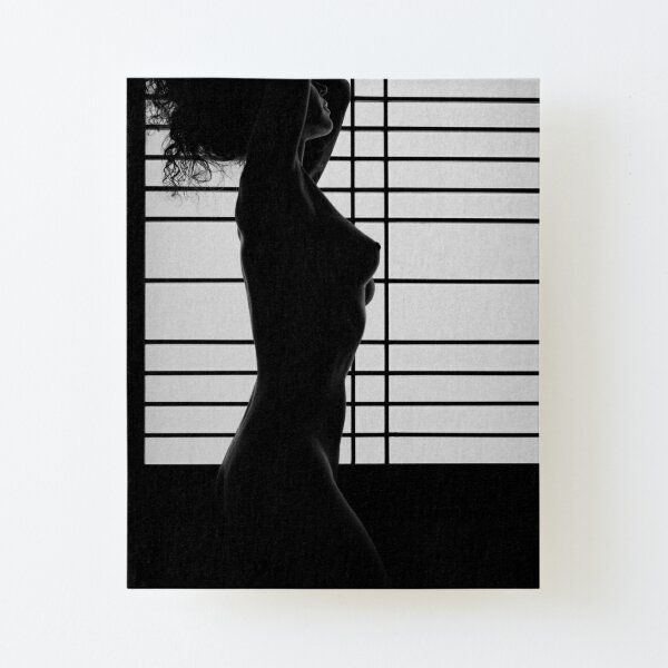 Silhouette Of A Beautiful Naked Woman Standing By Shoji Window Black
