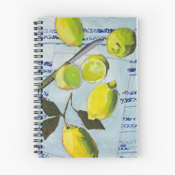 Item preview, Lemons On Large Blue Canvas With Stripe designed and sold by AMOpainting.