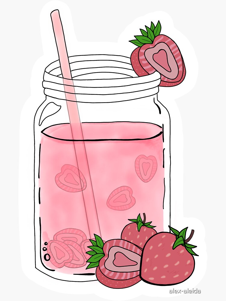 "Strawberry Lemonade Cute Doodle Drink." Sticker for Sale by alex