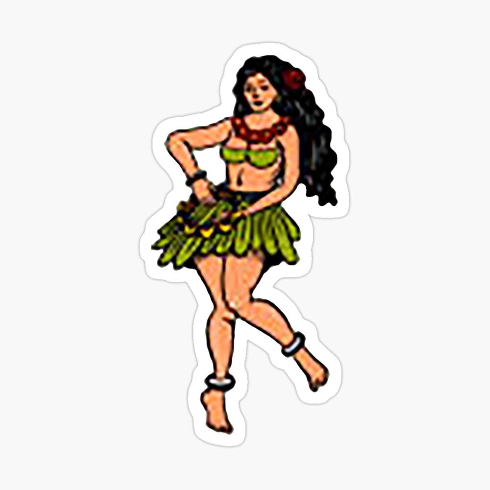 Hula Girl cartoon illustration, Hawaii Hula Girl cartoon illustration, Hawaii