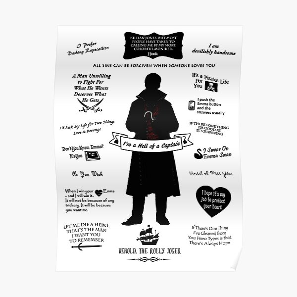 Captain Hook "Iconic Quotes" Silhouette Design Poster