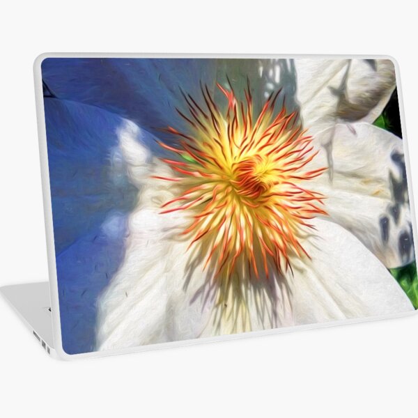 White Clematis Flower Laptop Skin
