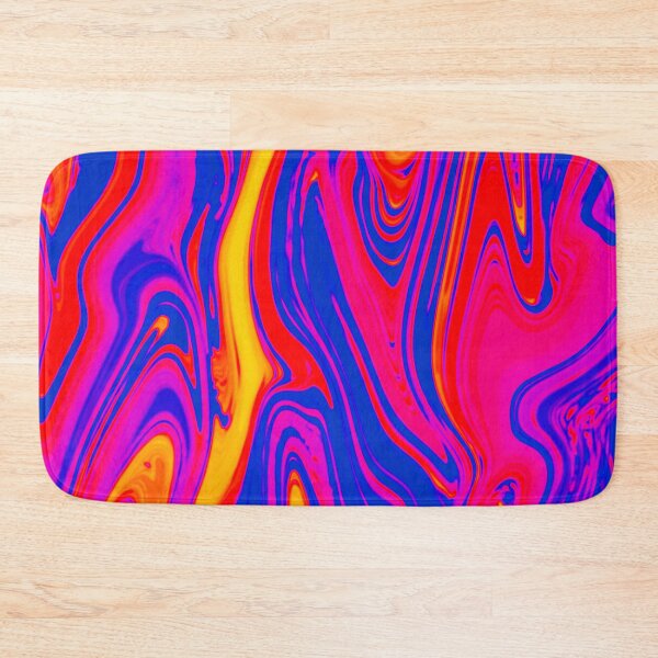 Psychedelic Liquid Marble Swirls Bath Mat