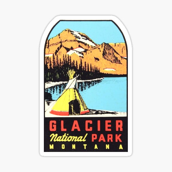 Item preview, Glacier National Park Montana Teepee Vintage Travel Decal designed and sold by hilda74.
