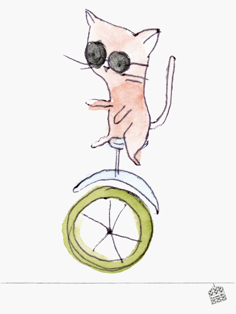 "Unicycle Cat" Sticker for Sale by erstore Redbubble