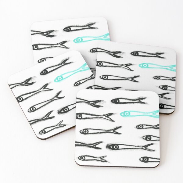 Skinny fish school with non-conformist III/IV Coasters (Set of 4)